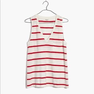 Whisper Cotton V-Neck Pocket Tank Creston Stripe